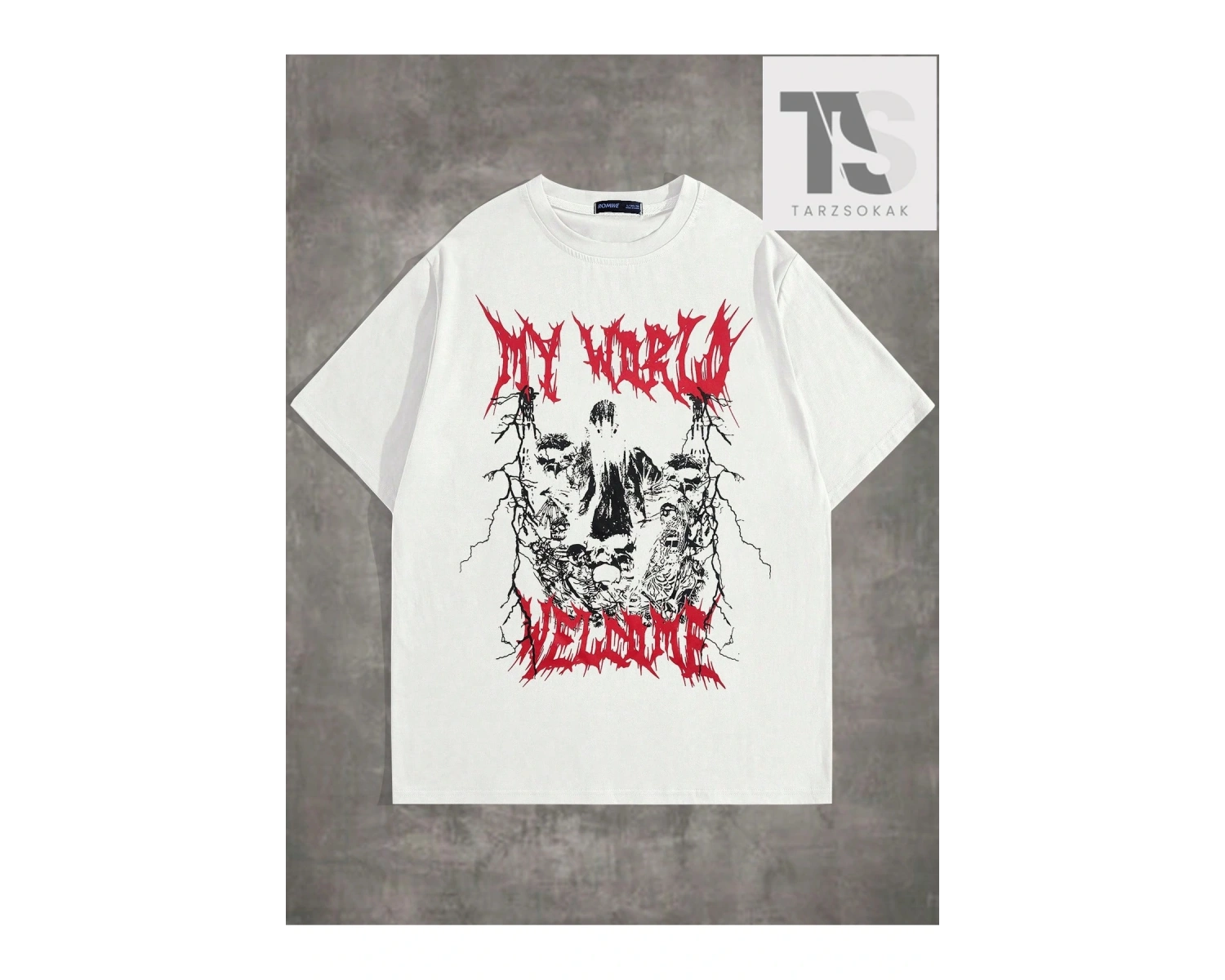 Street Life Erkek Mektup ve Örümcek Baskılı Tişört