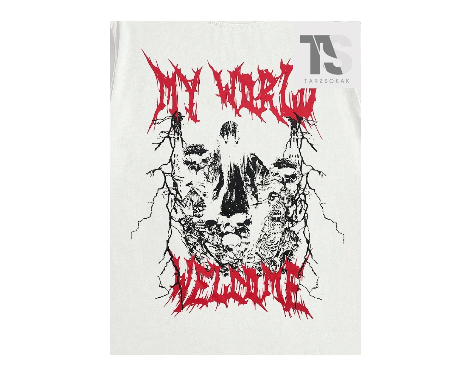 Street Life Erkek Mektup ve Örümcek Baskılı Tişört