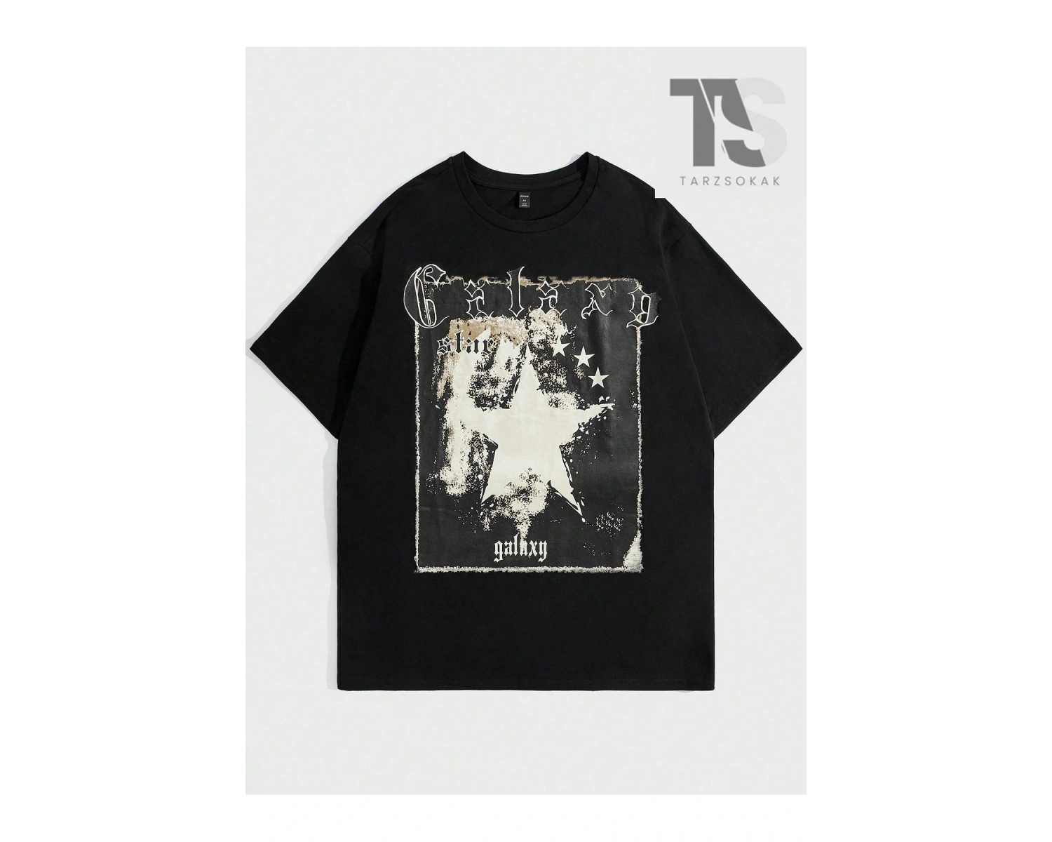 Street Life Erkek Mektup ve Yıldız Grafikli Tişört