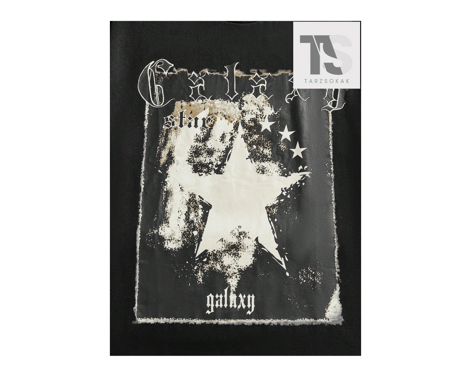 Street Life Erkek Mektup ve Yıldız Grafikli Tişört