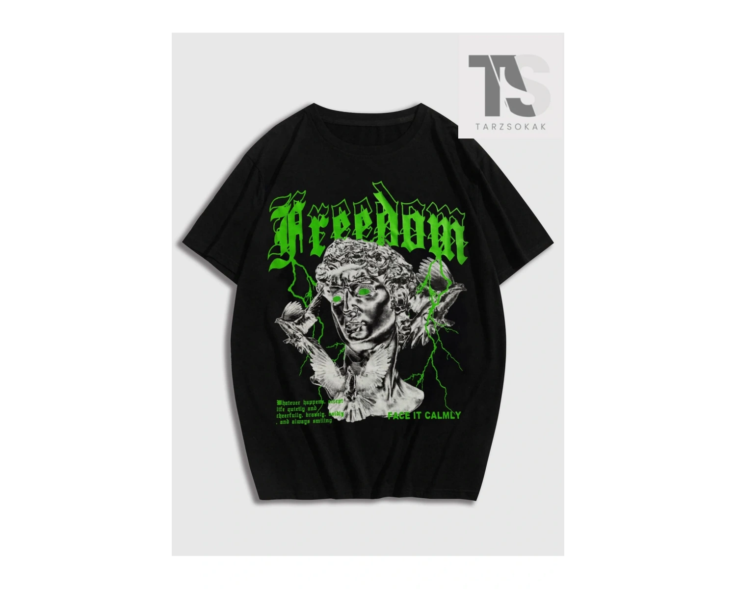 Street Life Erkek Pamuk Figürlü ve Sloganlı Grafik Tişört