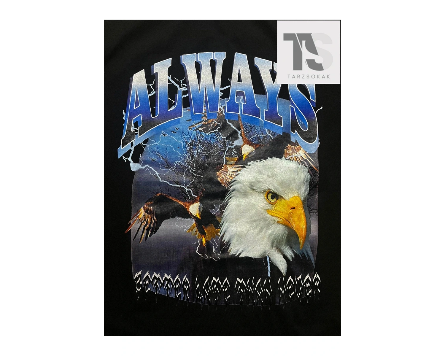 Street Life Erkek Pamuk Kartal ve Mektup Grafik Damla Omuz Tişört