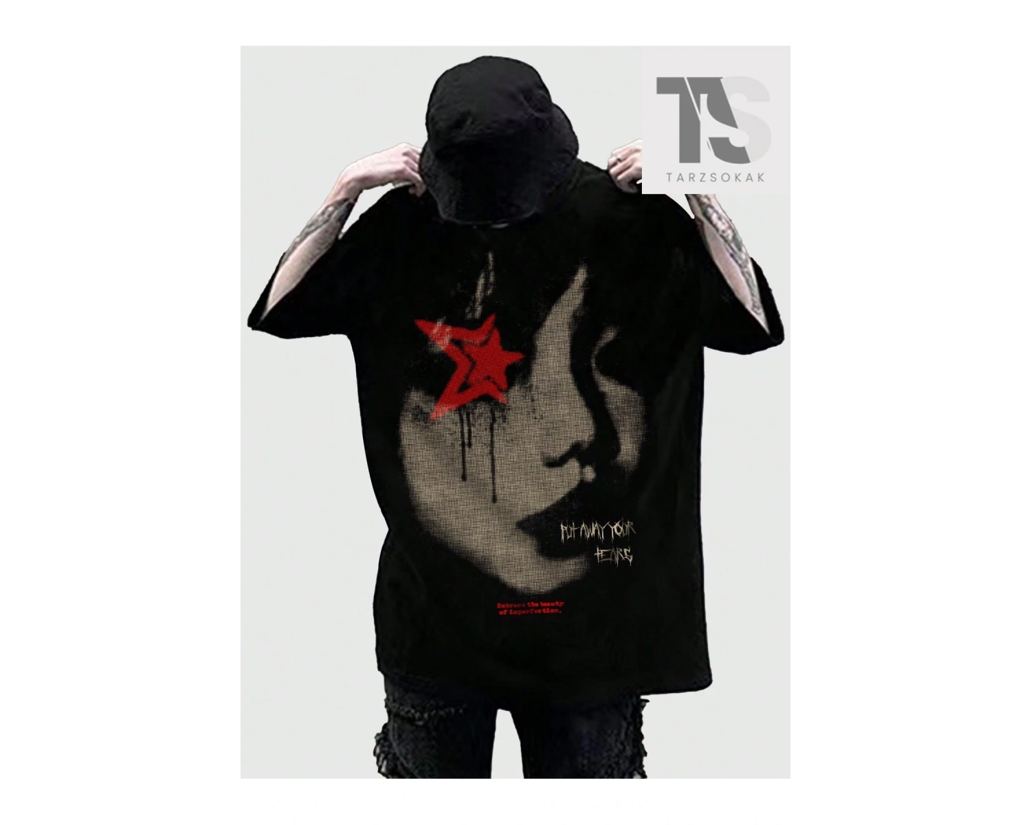 Street Life Erkek Portre Baskılı Kısa Kollu Tişört, e Yaz Aylarında Günlük Gi