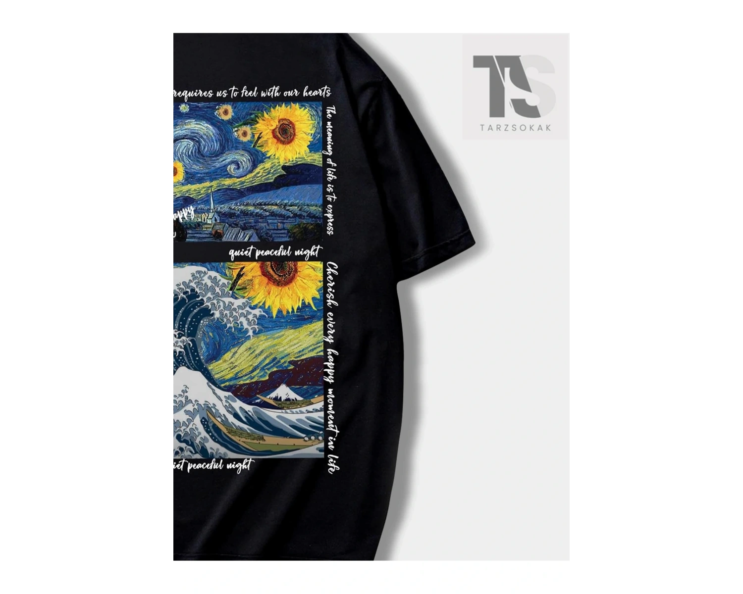 Street Life Erkek Slogan & Ayçiçeği Baskılı Tişört