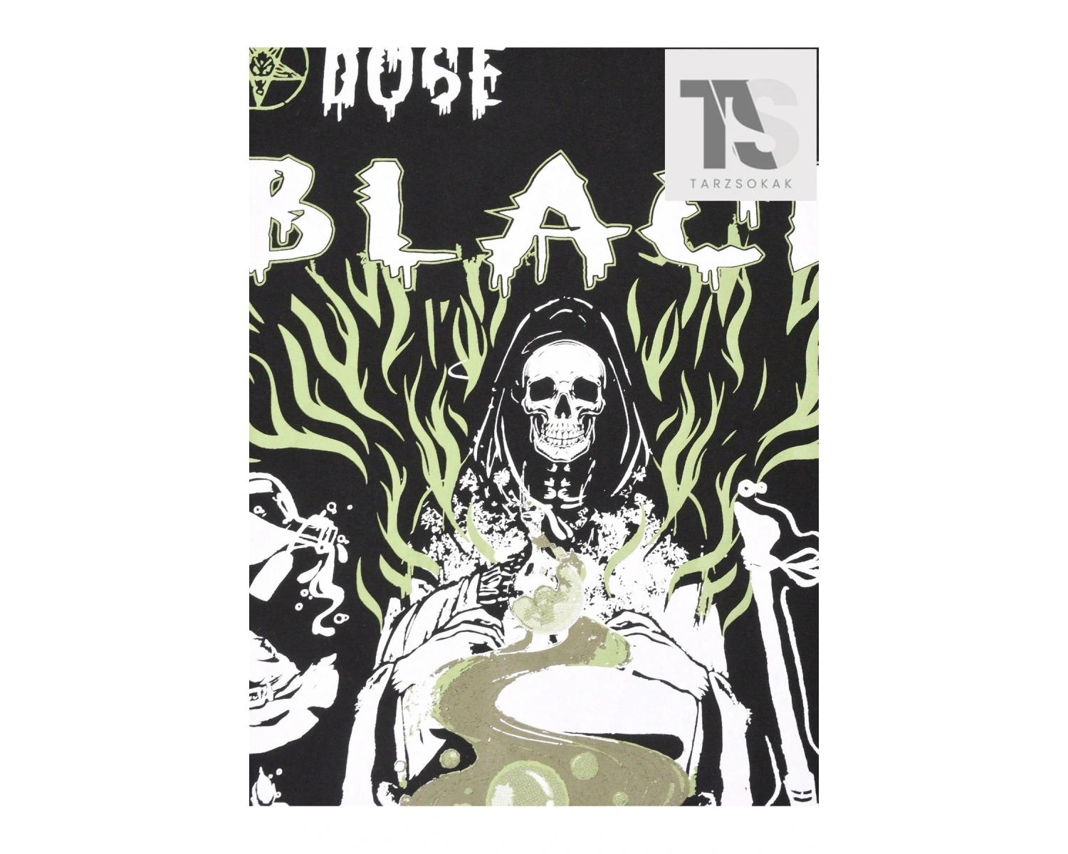 Street Life Erkek Slogan ve İskelet Baskılı Tişört