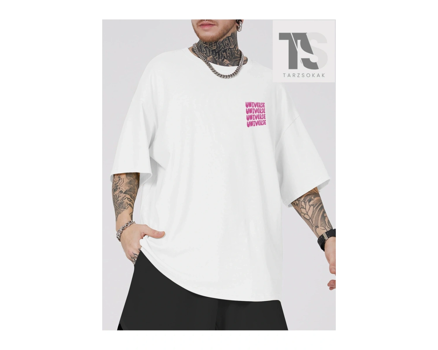 Street Life Erkek Sloganlı ve Karikatür Grafikli Tişört