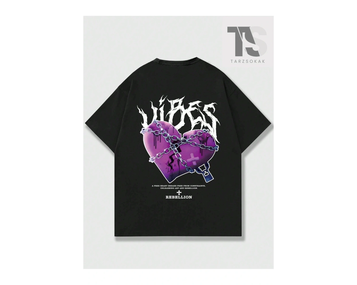 Street Life Erkek Yuvarlak Yaka Kısa Kollu Yazılı ve Kalpli Tişört