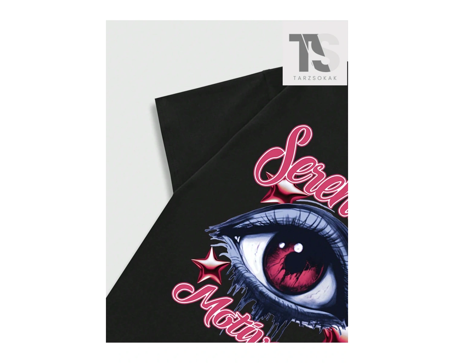 Street Life Göz ve Yazı Desenli Baskılı Erkek Kısa Kollu Tişört