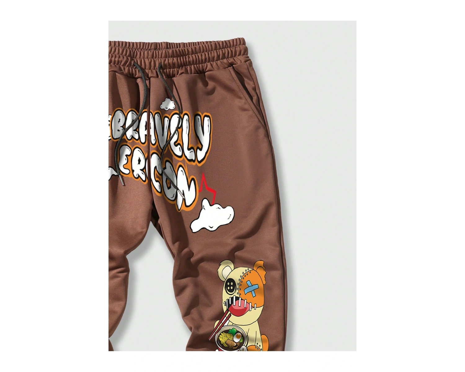 Street Life Guys Cartoon & Letter Graphic Drawstring Waist Eşofman Altı