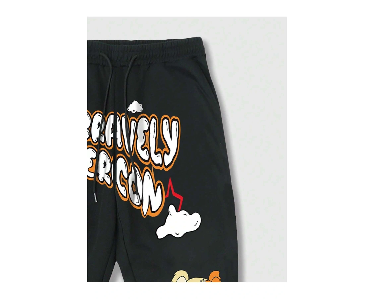 Street Life Guys Cartoon & Letter Graphic Drawstring Waist Eşofman Altı