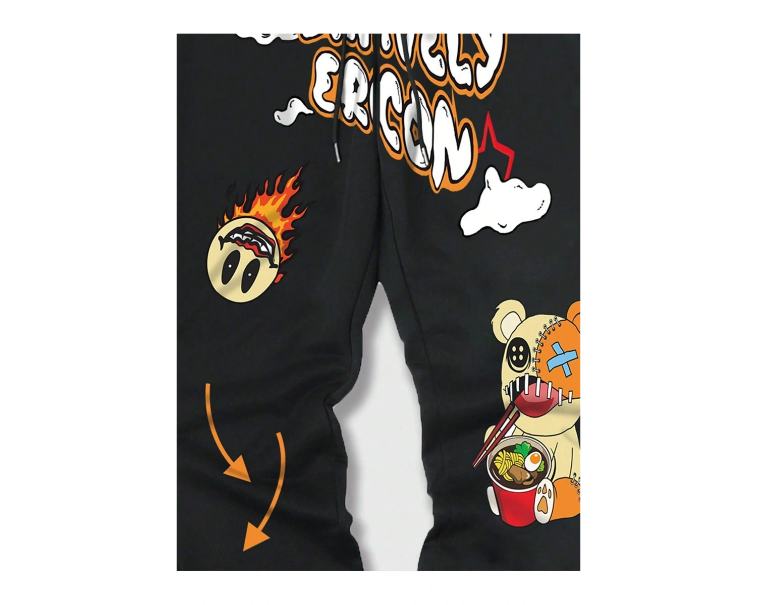 Street Life Guys Cartoon & Letter Graphic Drawstring Waist Eşofman Altı