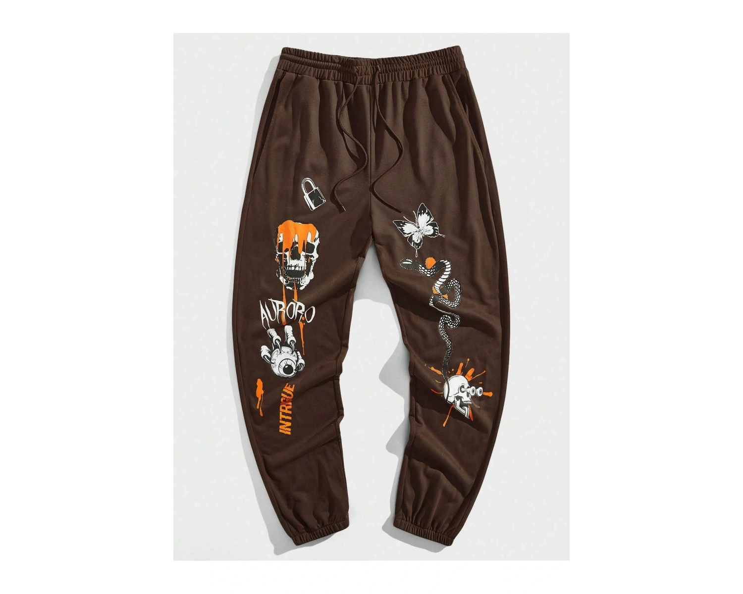 Street Life Guys Letter & Skull Print Drawstring Waist Eşofman Altı