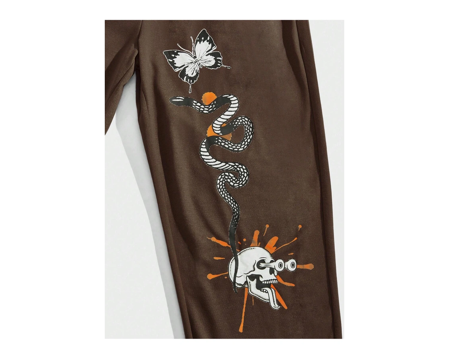 Street Life Guys Letter & Skull Print Drawstring Waist Eşofman Altı