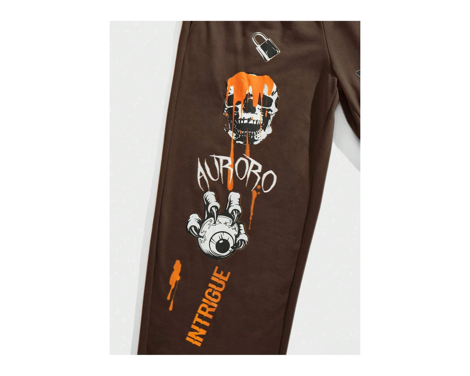 Street Life Guys Letter & Skull Print Drawstring Waist Eşofman Altı