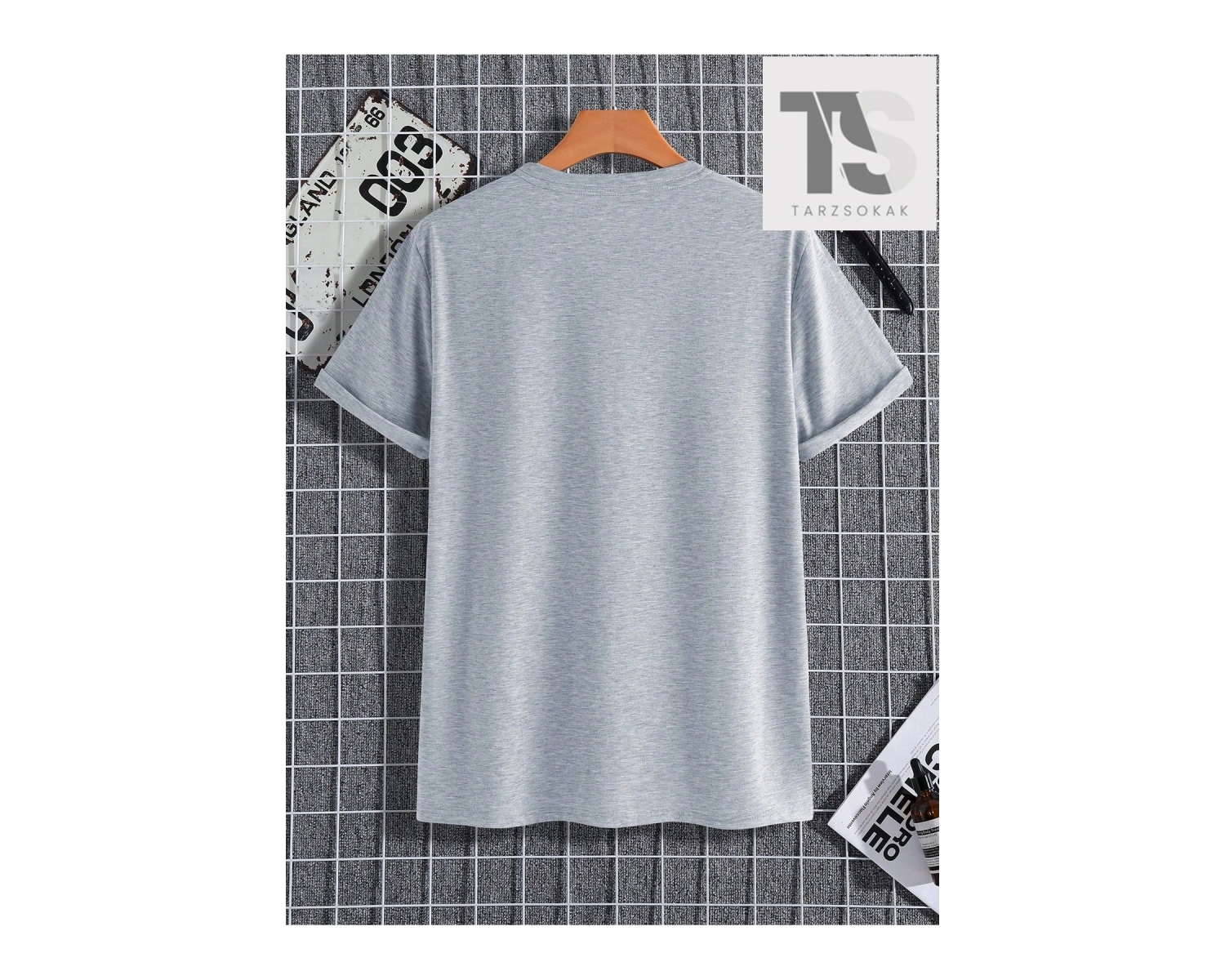 Street Life İngilizce Ve Çiçek Baskılı Erkek Düşük Omuz Tişört