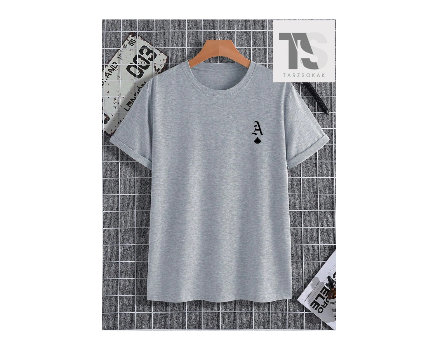 Street Life İngilizce Ve Çiçek Baskılı Erkek Düşük Omuz Tişört