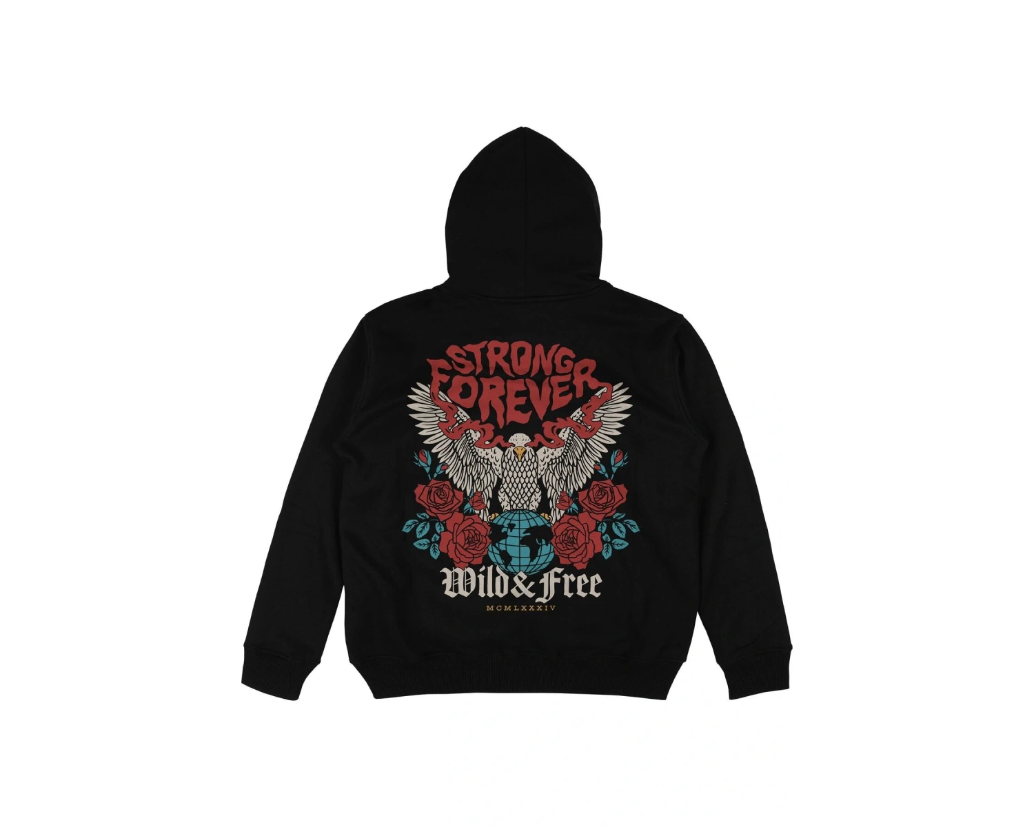 Strong Forever Siyah Oversize Unisex Kapüşonlu Sweatshirt Hoodie