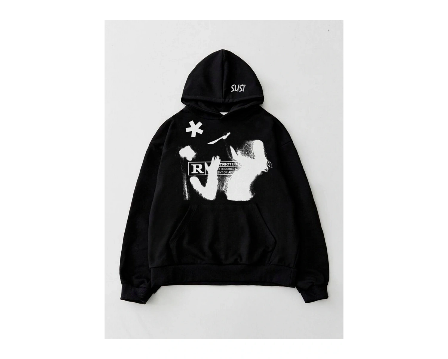 STUSSY BASKILI OVERSIZ SWEATSHIRT MODELLERİ Siyah