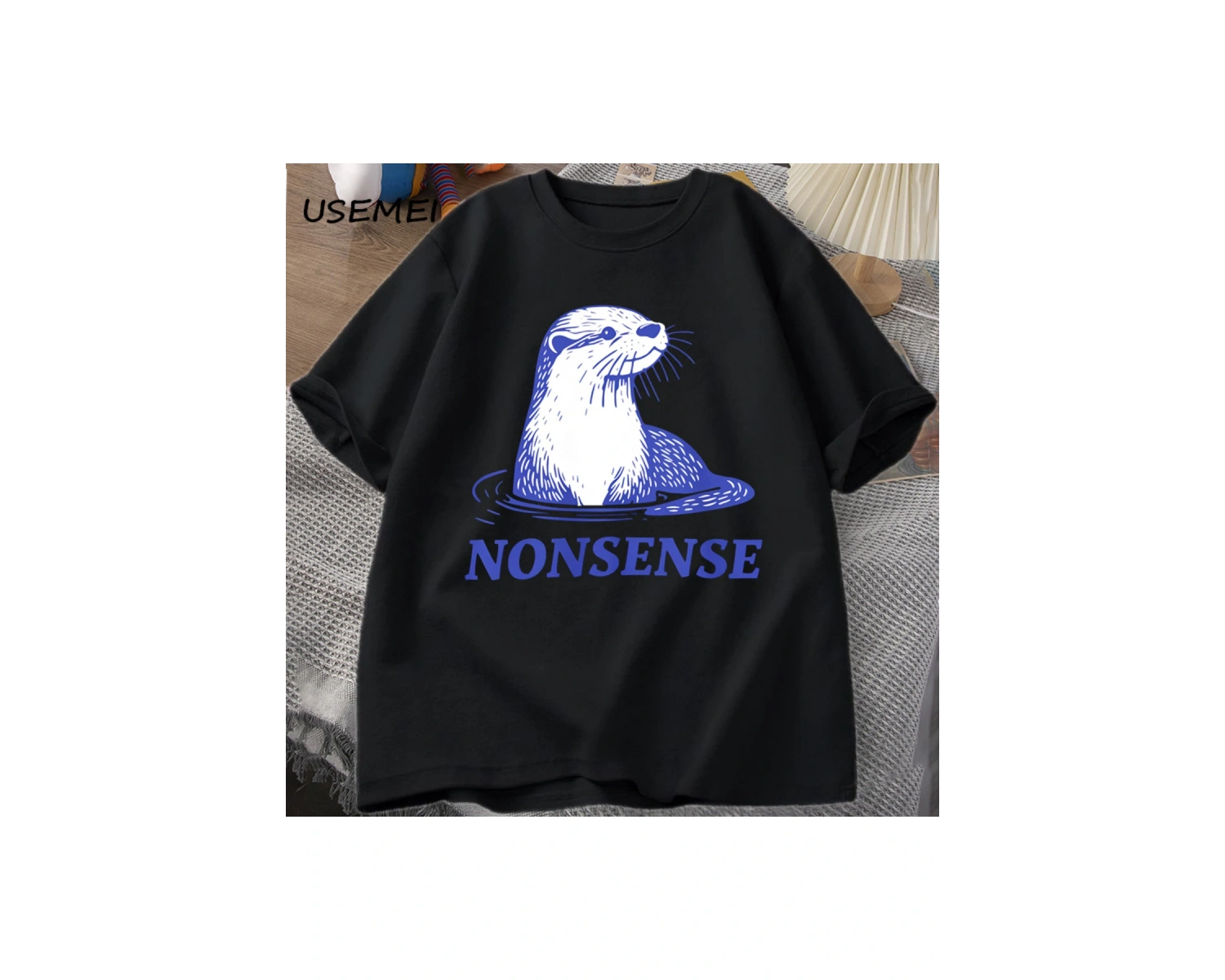 Su samuru Saçma Baskı TPamuk Tasarımcı Komik Deniz Samuru Meme Tee Vintage Y2K Hayvan 2944