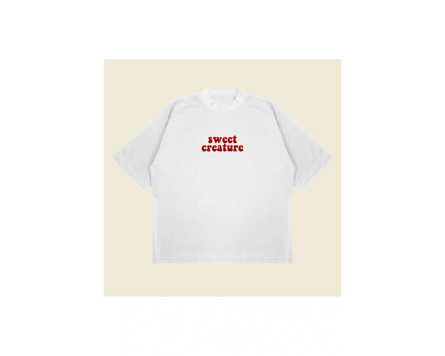 Sweet Creature Baskılı Oversize Unisex Pamuklu Nefes Alan Kalın Kumaşlı