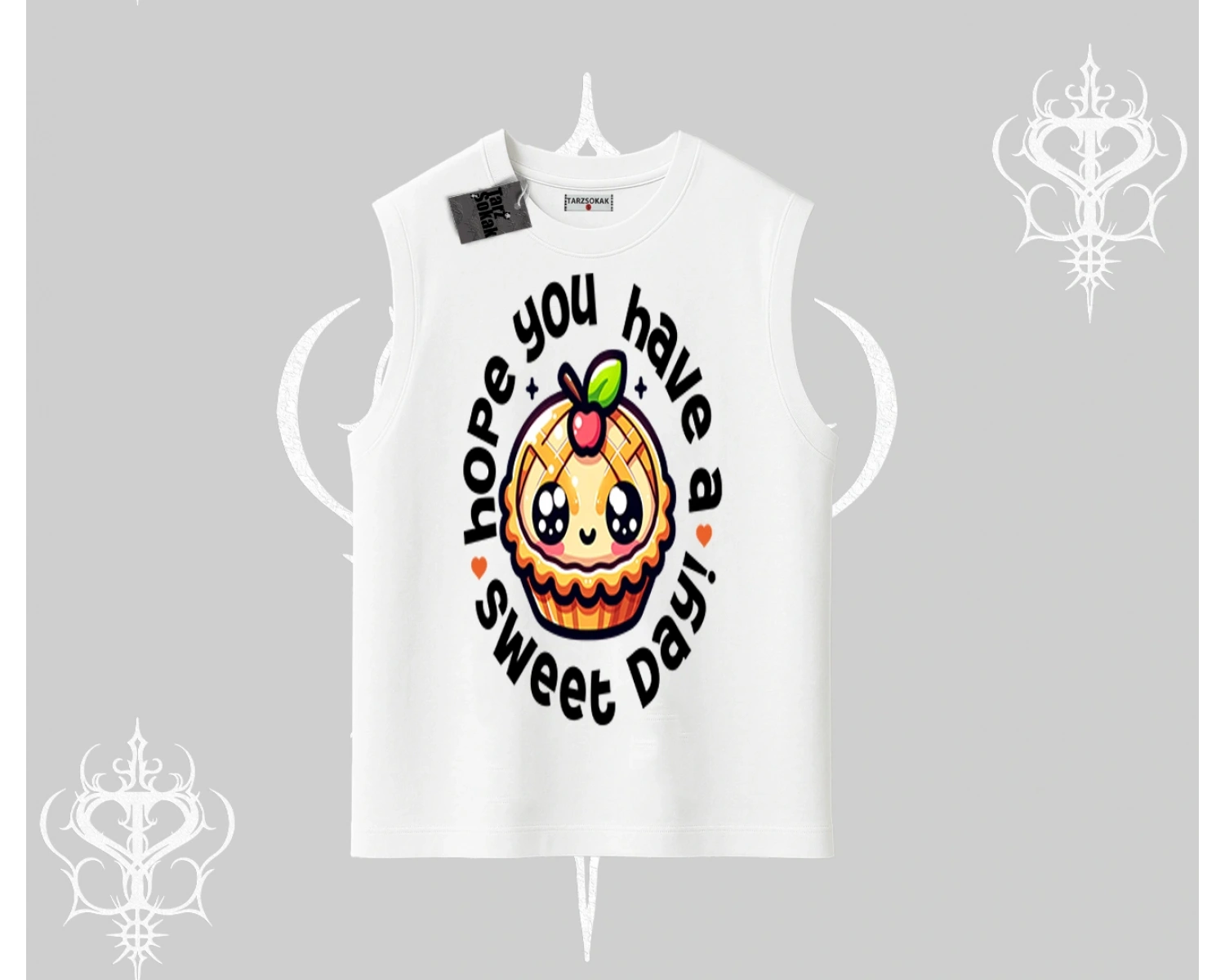 Sweet Day Cupcake Baskılı Kolsuz Tshirt