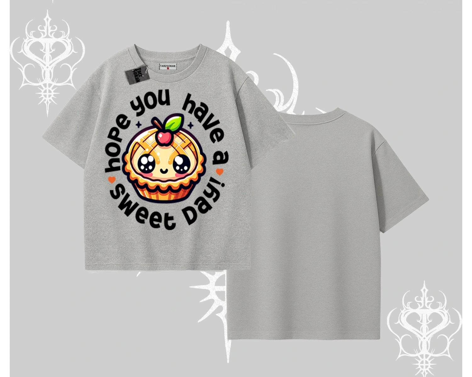 Sweet Day Cupcake Baskılı Oversize Tshirt