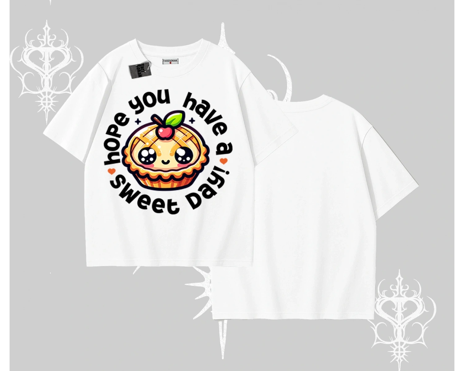 Sweet Day Cupcake Baskılı Oversize Tshirt