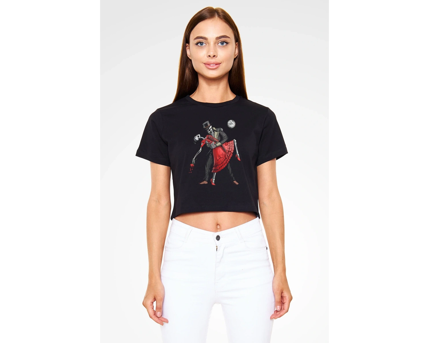 Tango Siyah Crop Top  T-Shirt