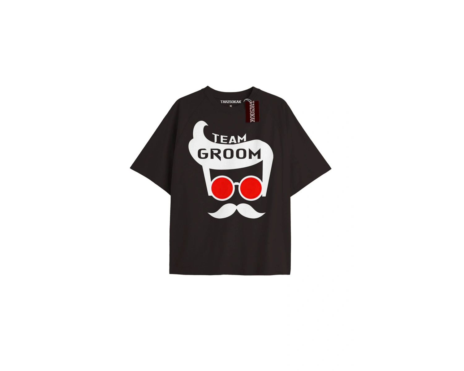 TEAM GROOM  Unisex Oversize Yazılı Tshirt SİYAH