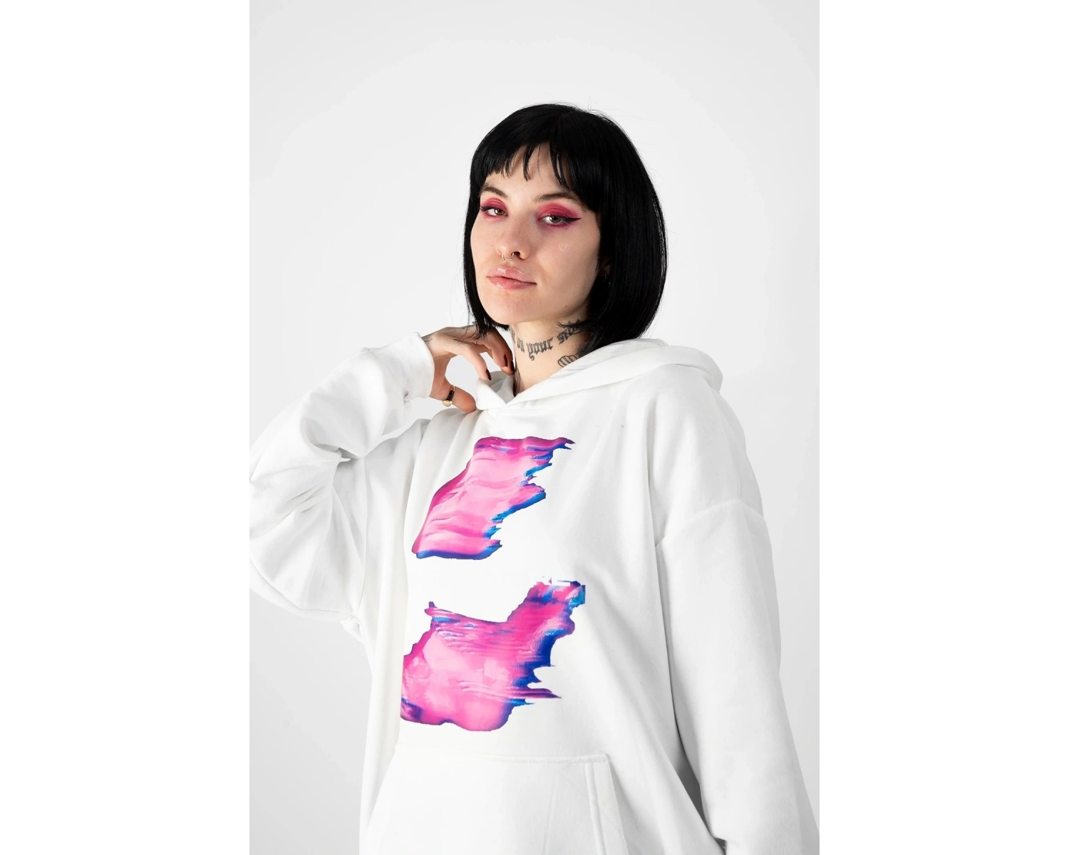 Temperature Baskılı Oversize Unisex Beyaz
