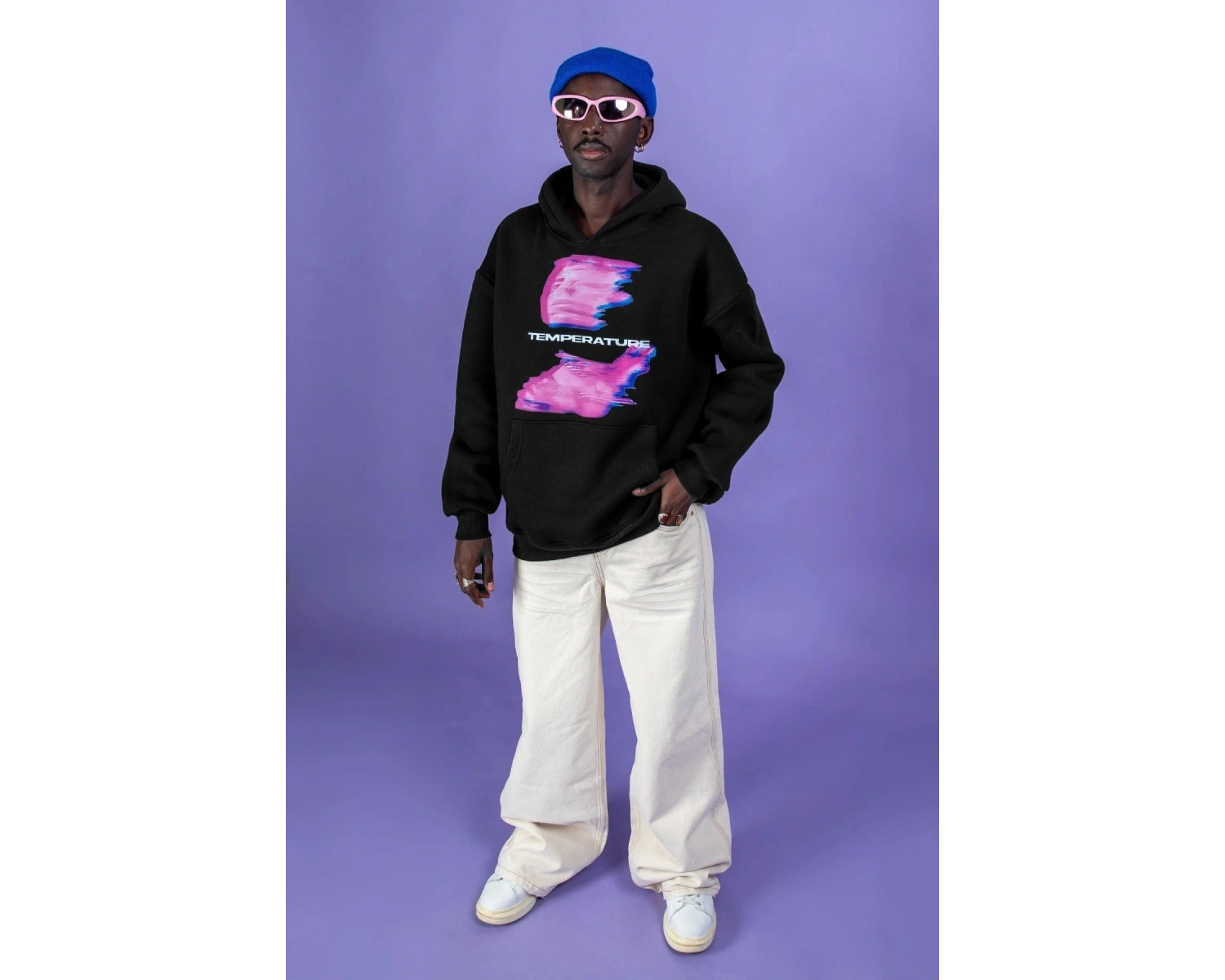 Temperature Baskılı Oversize Unisex Beyaz