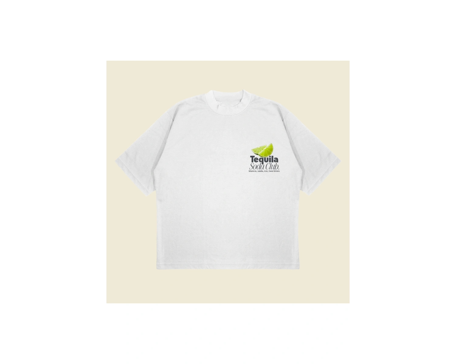 Tequila Soda Baskılı Oversize Unisex Pamuklu Nefes Alan Kalın Kumaşlı