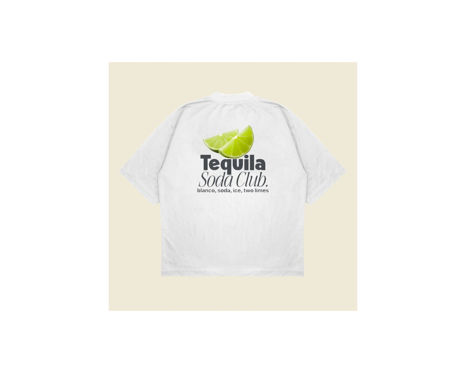 Tequila Soda Baskılı Oversize Unisex Pamuklu Nefes Alan Kalın Kumaşlı