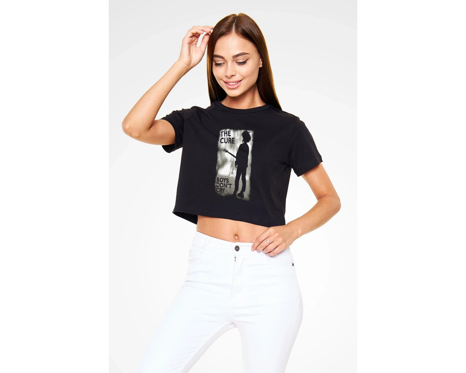 The Cure Siyah Crop Top Tişört