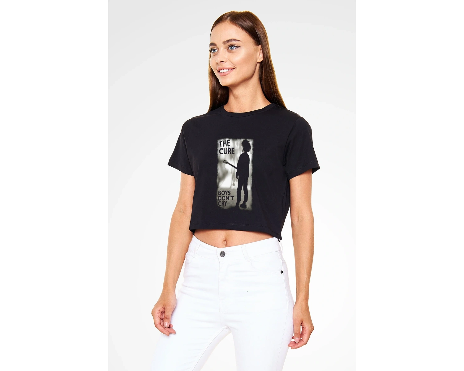 The Cure Siyah Crop Top Tişört