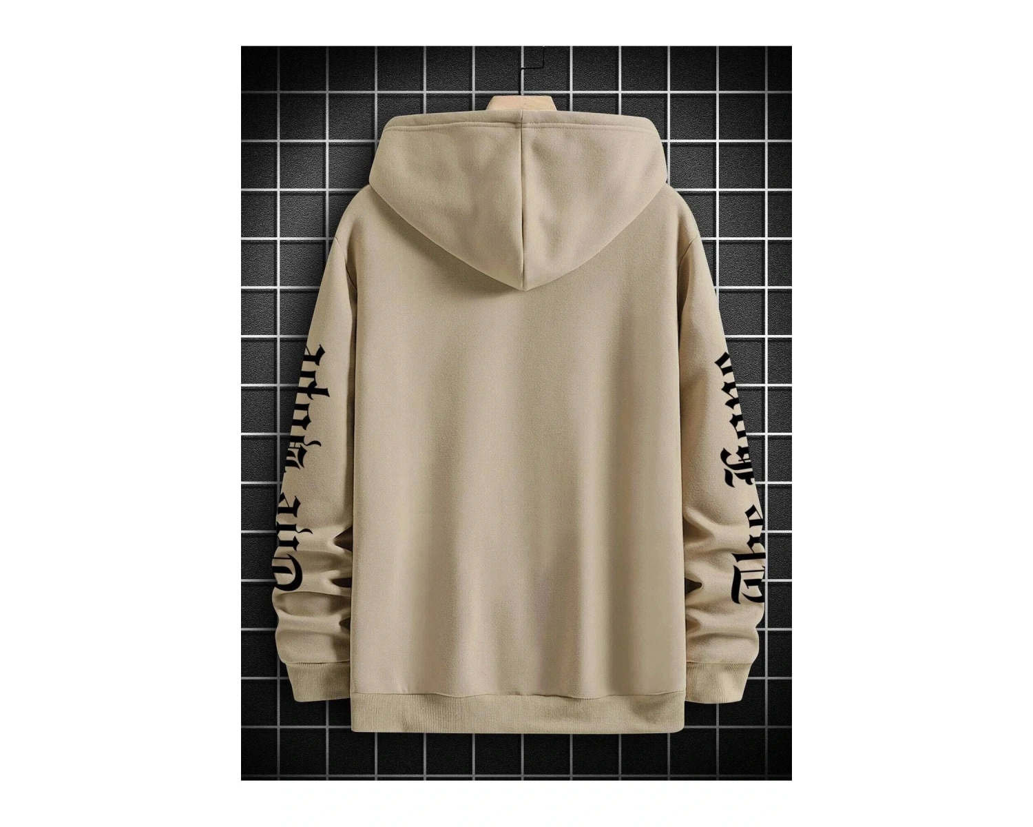 The Hope Renkli Baskılı Oversize Kapüşonlu Sweatshirt Bej