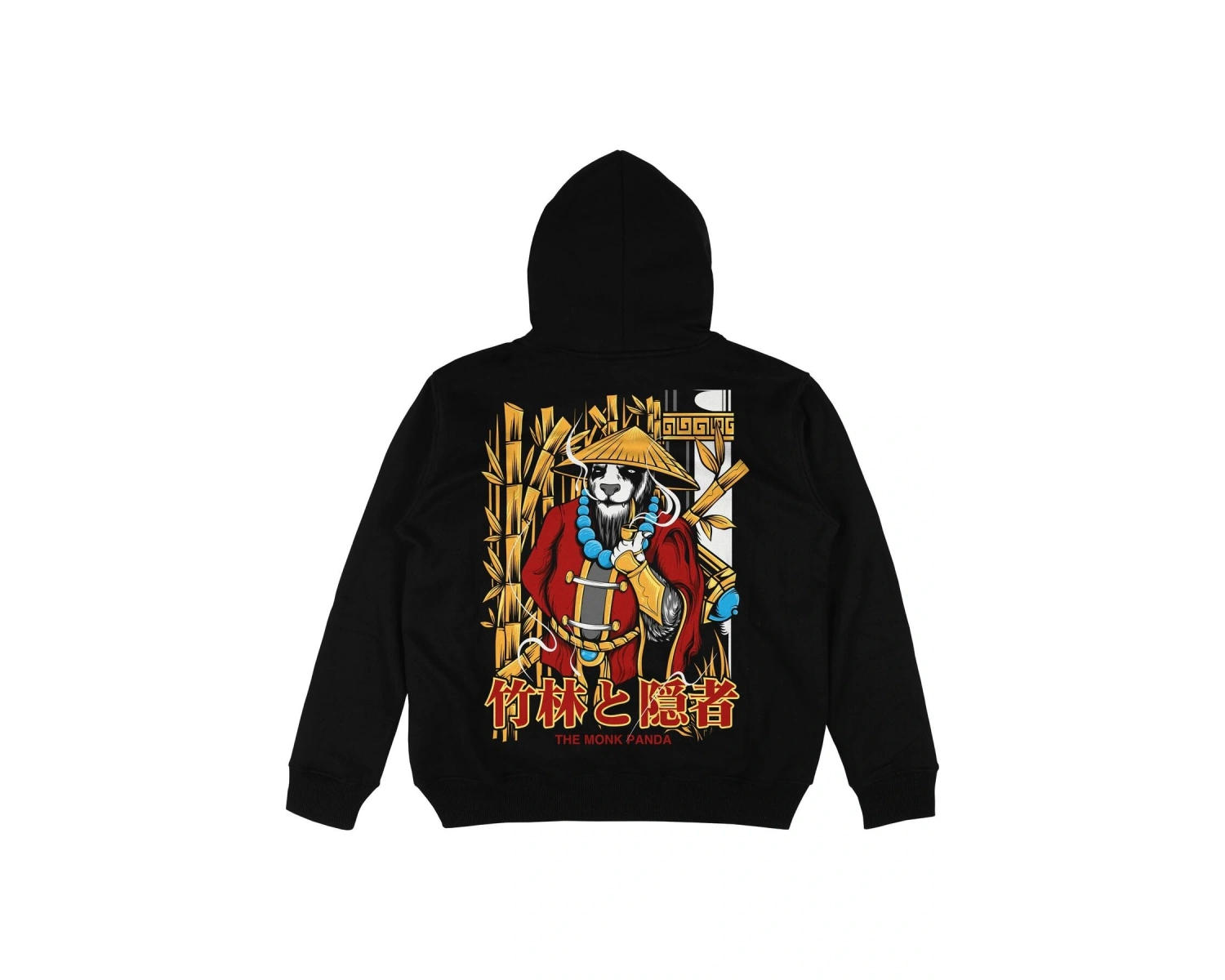 The Monk Panda Siyah Oversize Unisex Kapüşonlu Sweatshirt Hoodie