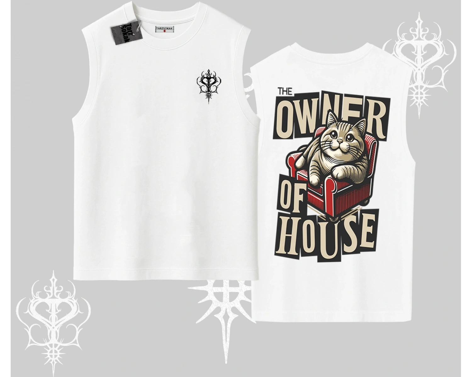 The Owner of House Kedi Arka Baskılı Kolsuz Tshirt