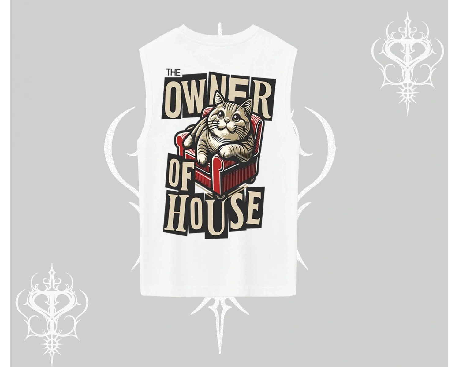 The Owner of House Kedi Arka Baskılı Kolsuz Tshirt