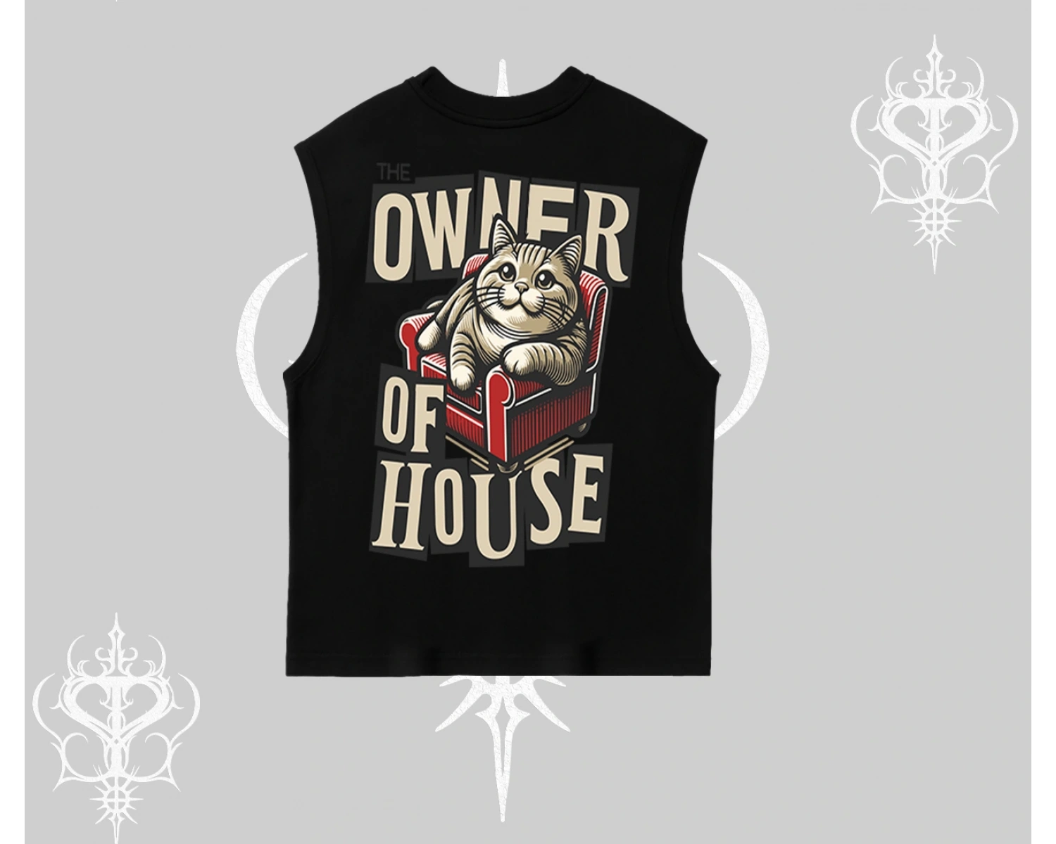 The Owner of House Kedi Arka Baskılı Kolsuz Tshirt