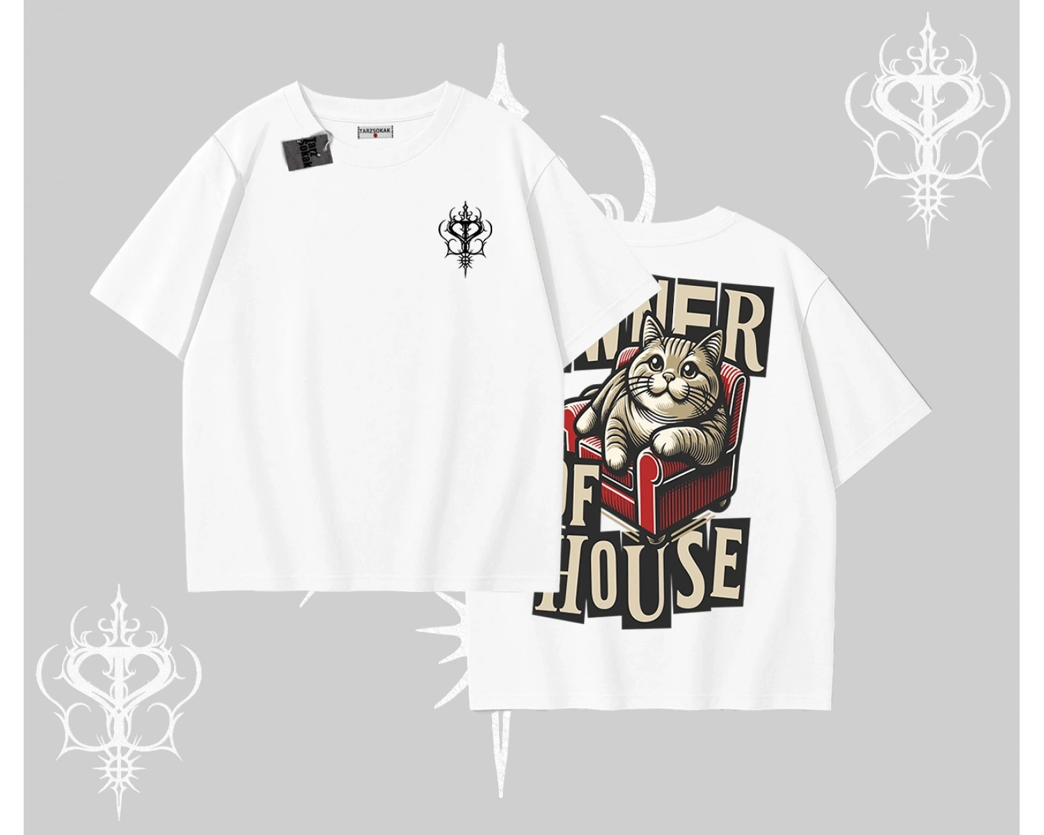 The Owner of House Kedi Arka Baskılı Oversize Tshirt