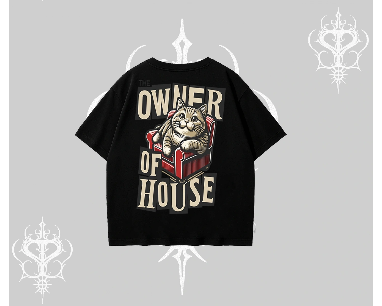 The Owner of House Kedi Arka Baskılı Oversize Tshirt