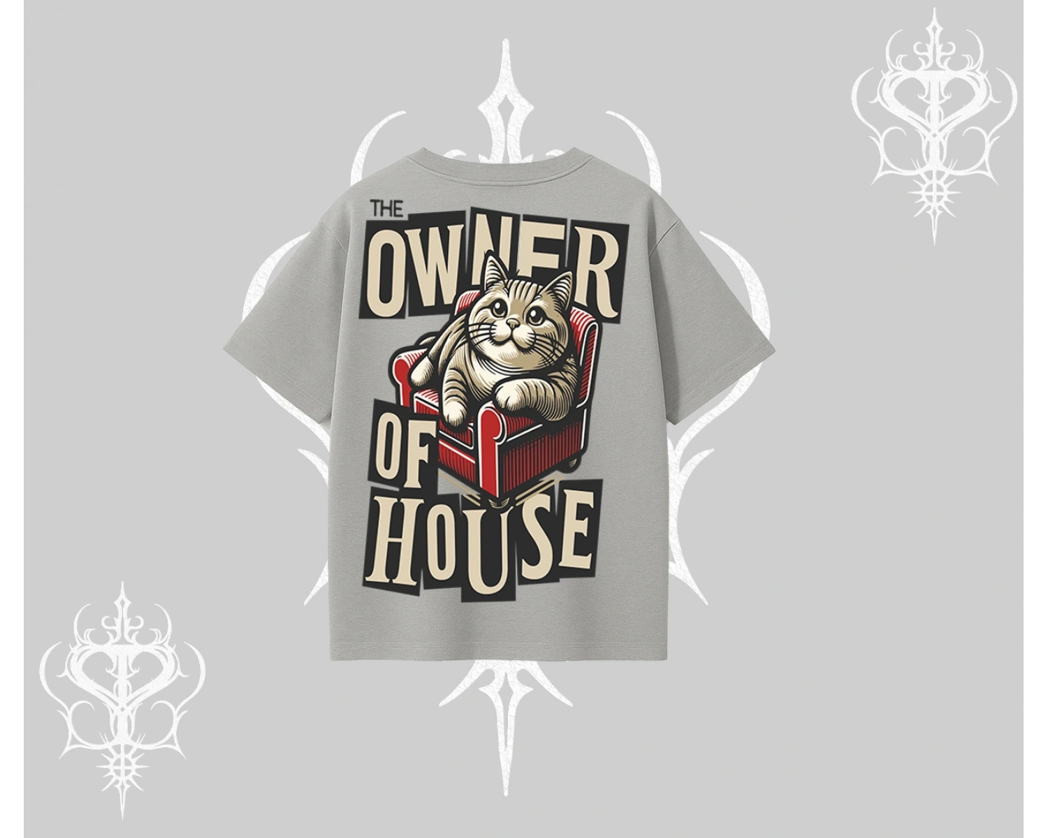 The Owner of House Kedi Arka Baskılı Oversize Tshirt