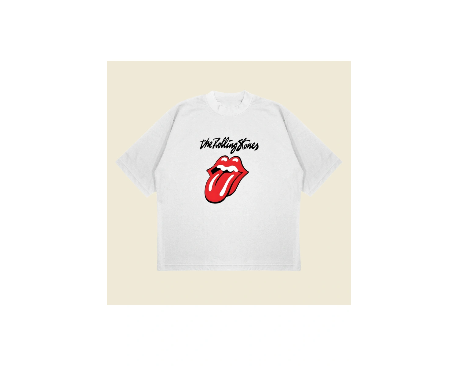 The Rolling Stones Baskılı Oversize Unisex Pamuklu Nefes Alan Kalın Kumaşlı