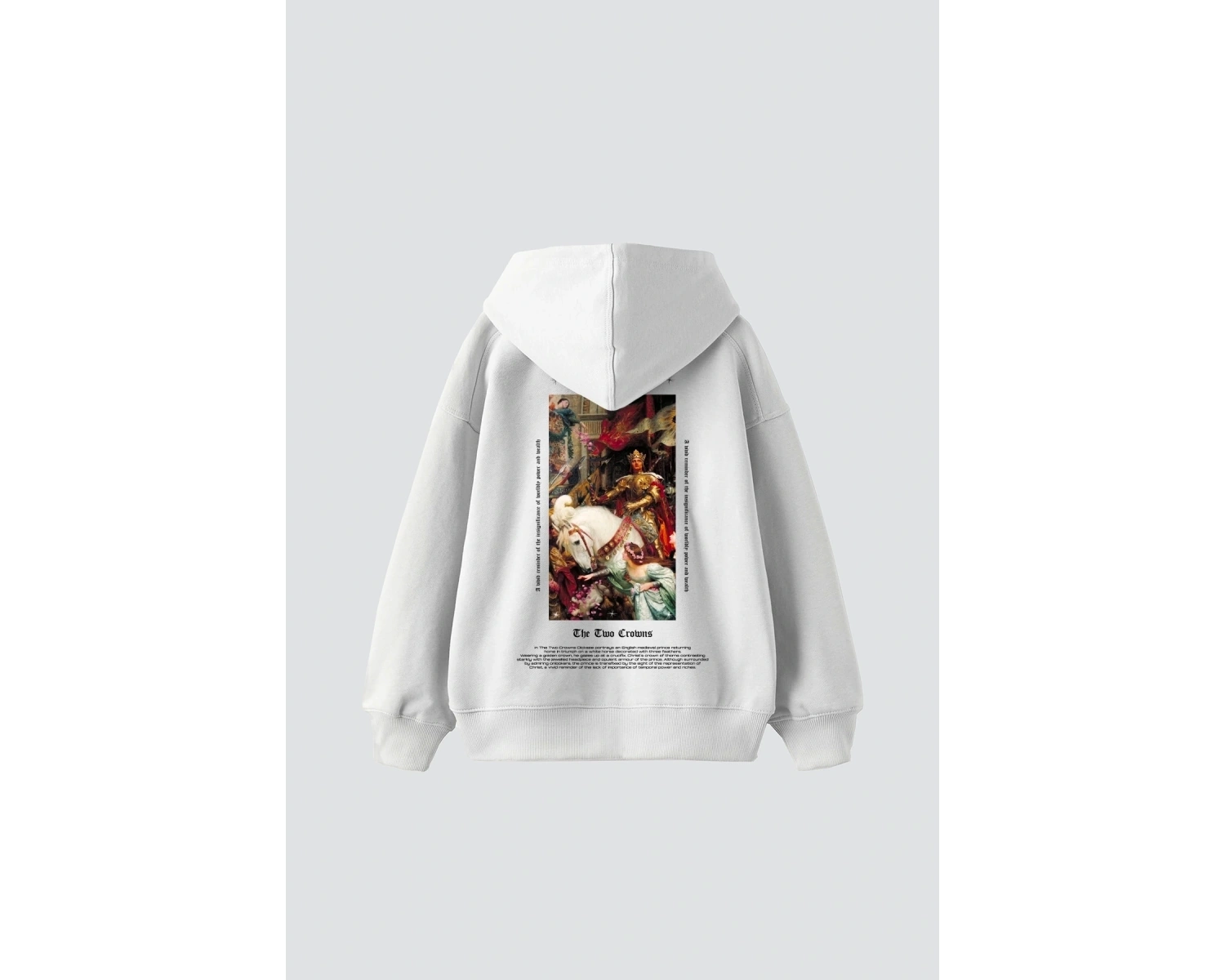 The Two Crowns Baskılı Oversize Unisex Premium Beyaz