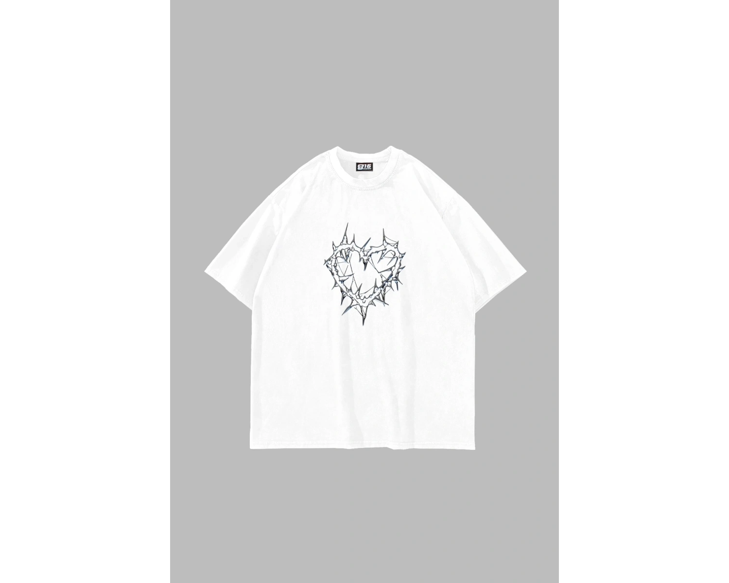 Thorny Heart Baskılı Oversize Unisex Beyaz
