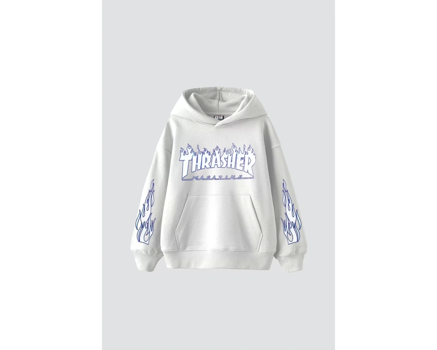 Thrasher Flam Baskılı Oversize Unisex Beyaz