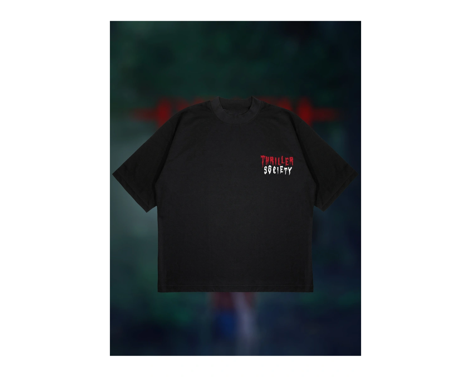 Thriller Society Baskılı Oversize Unisex Pamuklu Nefes Alan Kalın Kumaşlı