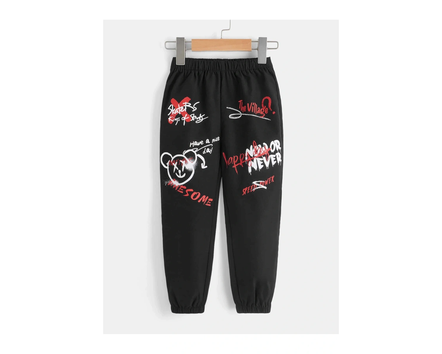 Toddler Boys Bear & Letter Graphic Elastic Waist Pants