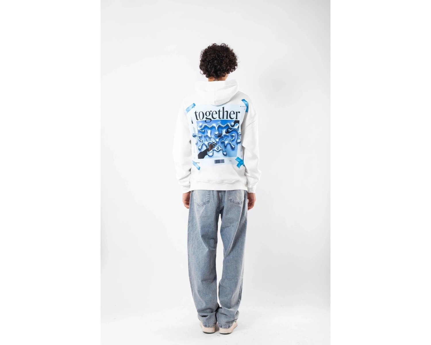 Together Baskılı Oversize Unisex Beyaz